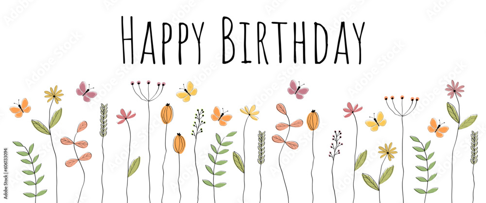 Wimpelkette 'Happy Birthday' Schwarz – 13-teilig, 2 M Band, Aus Karton