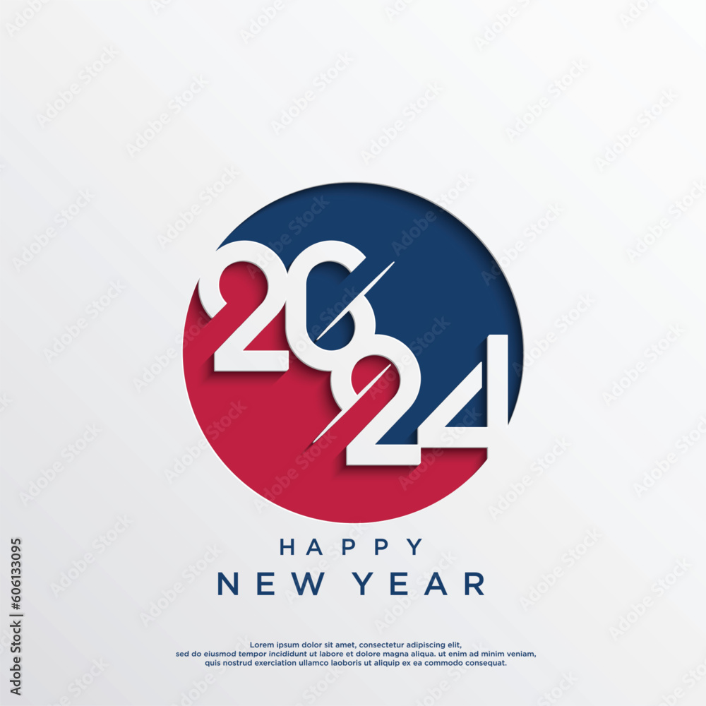 2024 typography logo design concept. Happy new year 2024 logo design