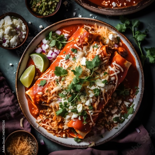 Colorful and Spicy Mexican Enchiladas photo