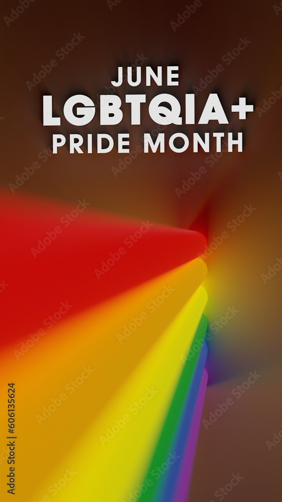 LGBTQIA pride month 3D vertical render background Stock Illustration ...