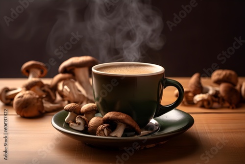 Mushroom coffee created with Generative AI technology