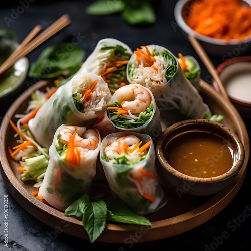 Vietnamese Spring Roll with Peanut Sauce