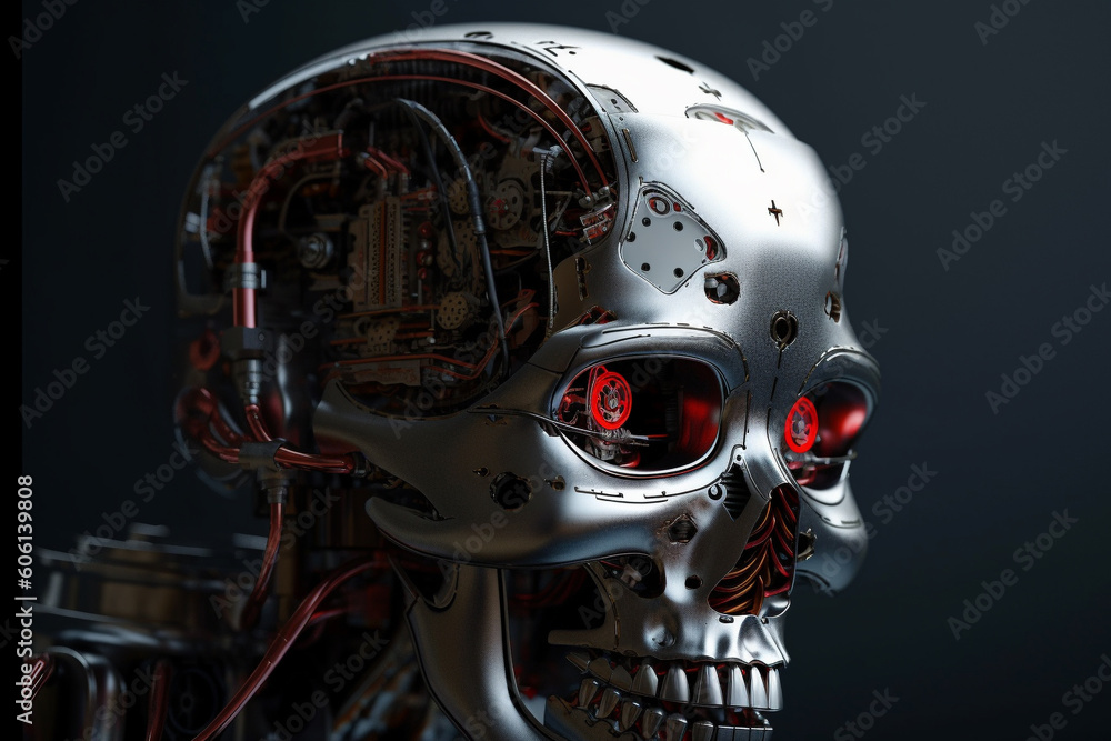 Android scary robot made of metal. Ai generated Android scary robot made of metal. Ai generated
