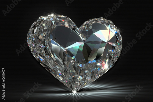 Big diamond heart with sparkle. Ai generated