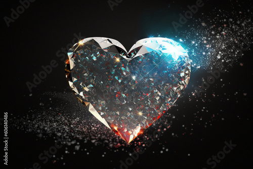 Big diamond heart with sparkle. Ai generated