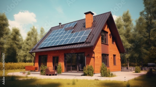 Wallpaper Mural Alternative green energy, solar panels on the roof top of the house. Generative AI Torontodigital.ca