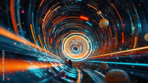 Time tunnel through space - generative AI, AI generated