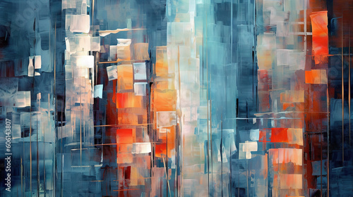Abstract city street view - grungy painting - generative AI  AI generated