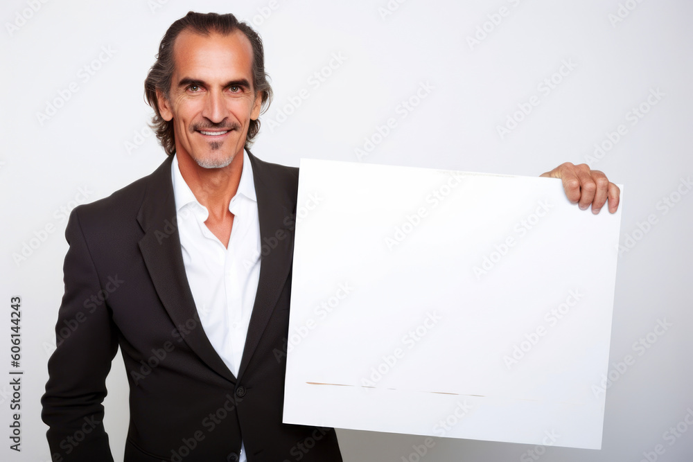 Portrait of a happy mature businessman holding a blank sheet of paper Portrait of a happy mature businessman holding a blank sheet of paper