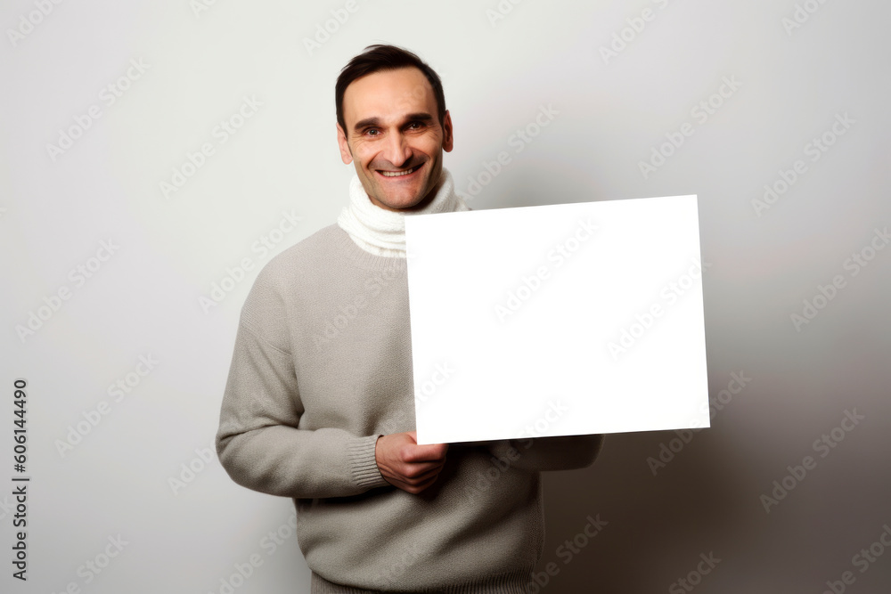 Portrait of a smiling young man holding a blank sheet of paper Portrait of a smiling young man holding a blank sheet of paper