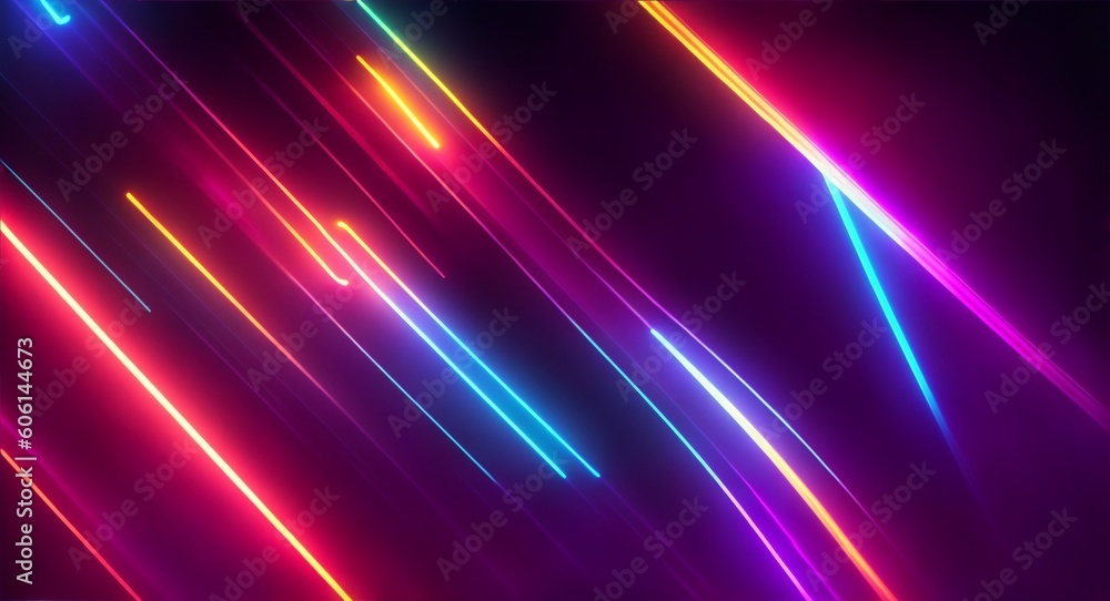 Beautiful neon lights abstract on dark background, generative ai Beautiful neon lights abstract on dark background, generative ai