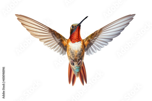 hummingbird in flight, png stock photo file cut out and isolated on a transparent background - Generative AI	