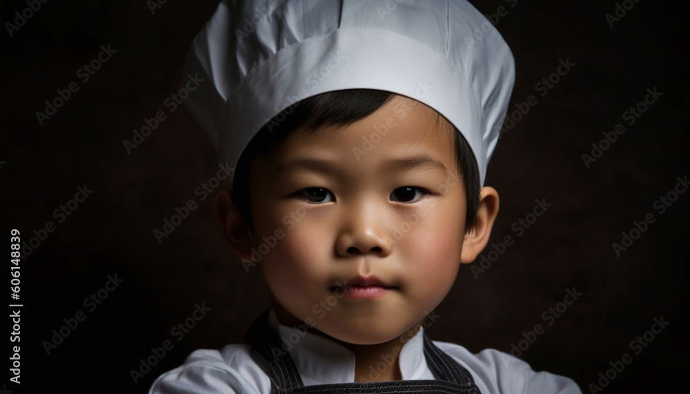 Smiling boys in traditional clothing, fine art portrait generated by AI Smiling boys in traditional clothing, fine art portrait generated by AI