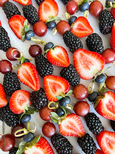 Fresh Cut Fruit, Strawberries, Blackberries, Blueberries, Cheese