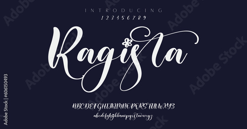 Luxury wedding alphabet letters font with tails typography elegant classic lettering serif font