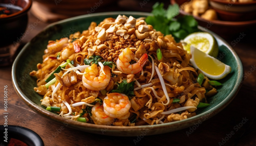 Stir fried prawn and vegetable lunch bowl generated by AI Stir fried prawn and vegetable lunch bowl generated by AI
