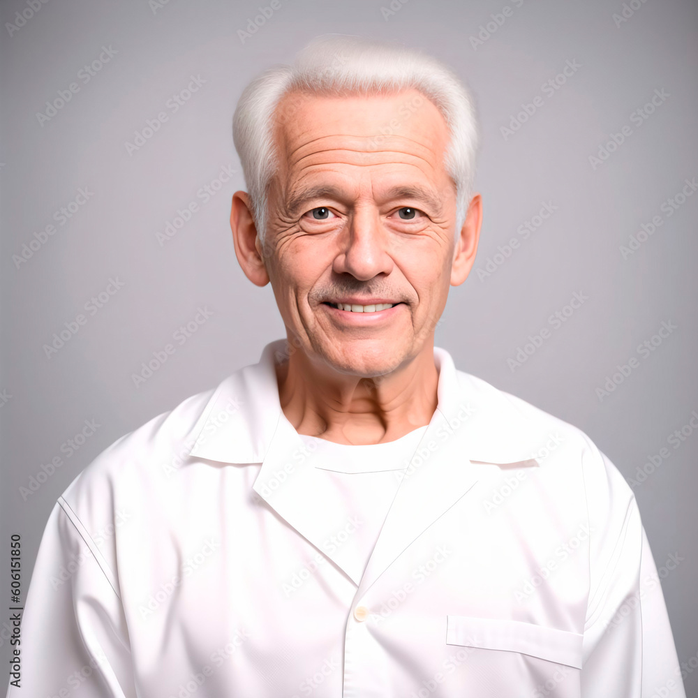 Portrait of a doctor on grey background. Generative AI Portrait of a doctor on grey background. Generative AI