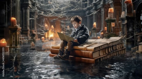 A Child's Love for Learning: Reading a Book, generative ai