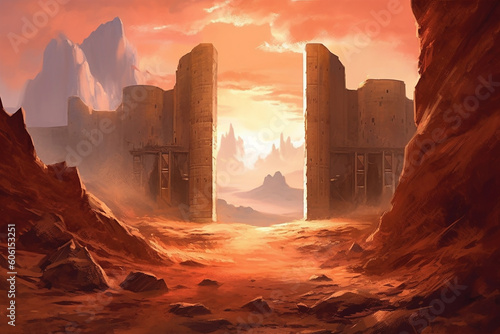 Fantasy doors to a mythical realm. Generative AI