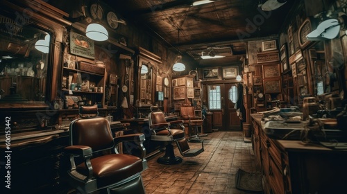 Stylish hairdressing salon interior, generative ai © jambulart
