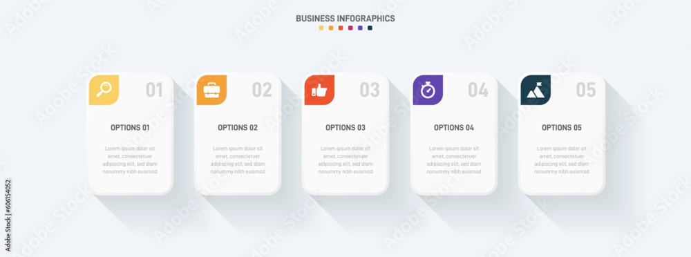 Timeline infographic with infochart. Modern presentation template with 5 spets for business process. Website template on white background for concept modern design. Horizontal layout. Timeline infographic with infochart. Modern presentation template with 5 spets for business process. Website template on white background for concept modern design. Horizontal layout.