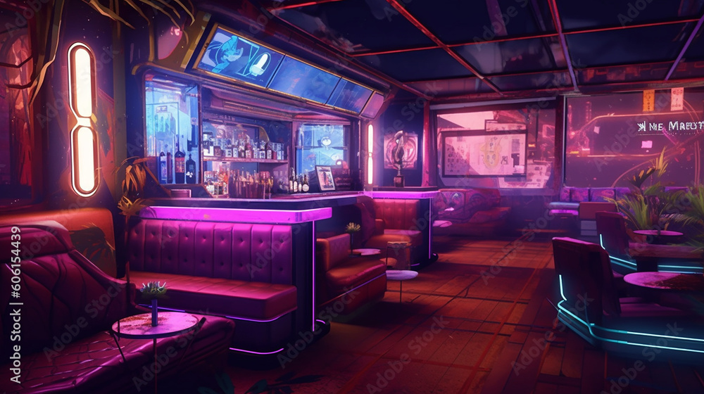 Cyberpunk visual novel background. Generative AI Cyberpunk visual novel background. Generative AI
