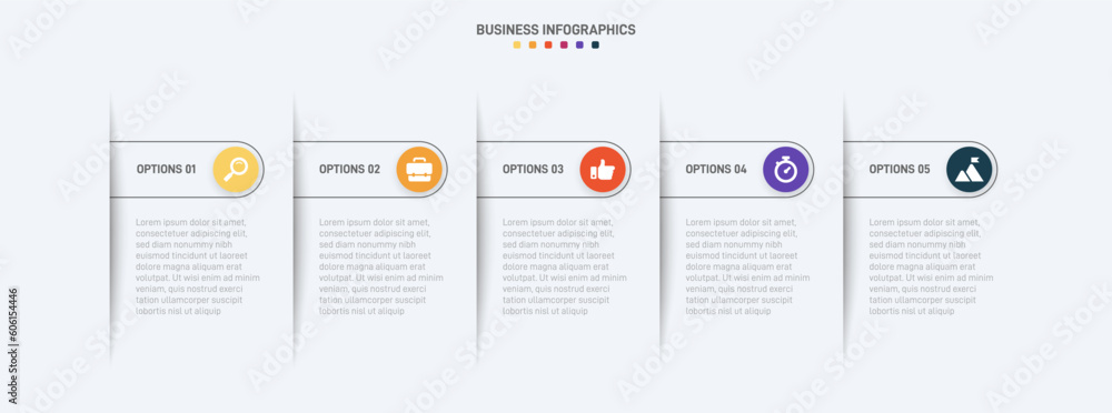 Timeline infographic with infochart. Modern presentation template with 5 spets for business process. Website template on white background for concept modern design. Horizontal layout. Timeline infographic with infochart. Modern presentation template with 5 spets for business process. Website template on white background for concept modern design. Horizontal layout.