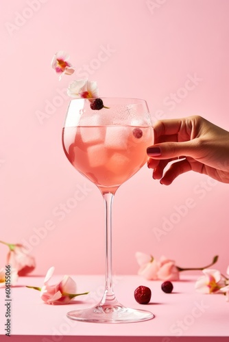 Crop person decorating mocktail with petal