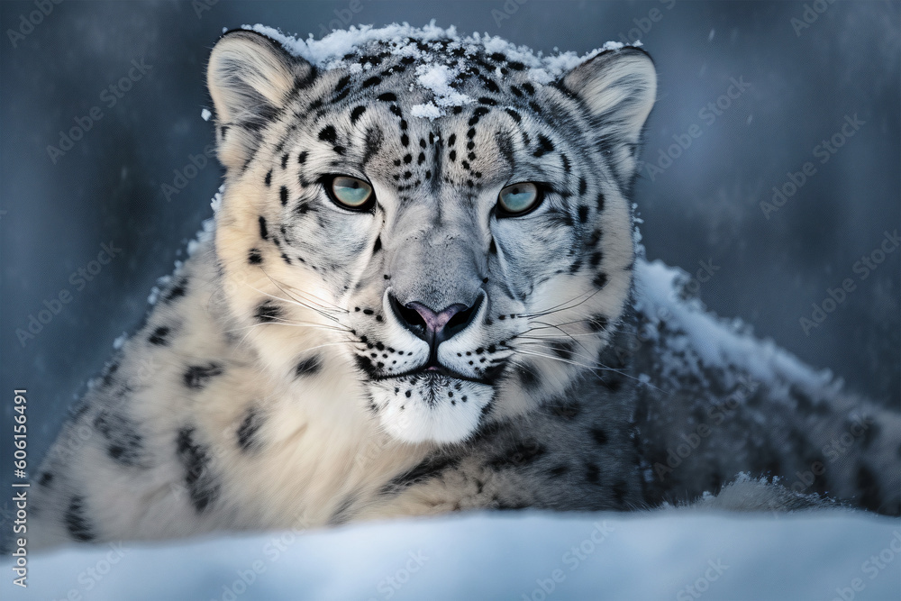 Snow Leopard Close-Up Portrait Generated With Ai Snow Leopard Close-Up Portrait Generated With Ai