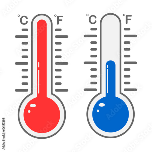 flat weather thermometer cold and hot