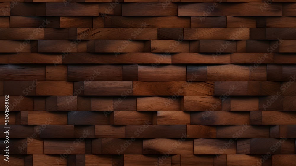 Seamless Pattern Background - Design of a dark 3D teak wood pattern texture - Generative AI Seamless Pattern Background - Design of a dark 3D teak wood pattern texture - Generative AI
