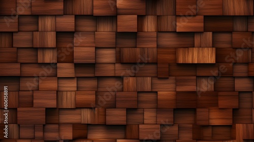 Fototapeta Naklejka Na Ścianę i Meble -  Seamless Pattern Background - Design of a dark 3D teak wood pattern texture - Generative AI