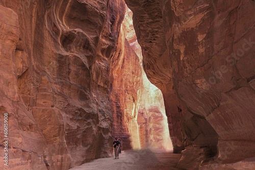 Walking through the Siq in Petra, Jordan