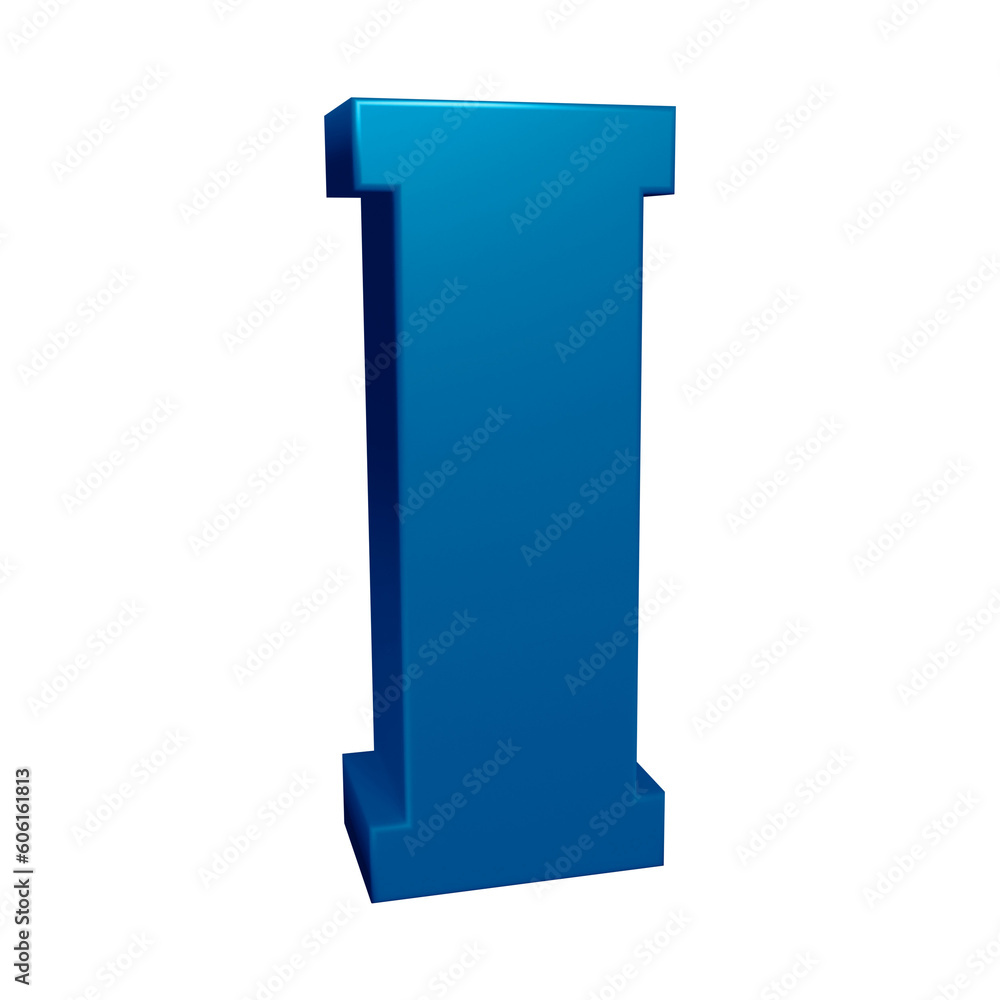 Blue alphabet letter i in 3d rendering for education concept Blue alphabet letter i in 3d rendering for education concept