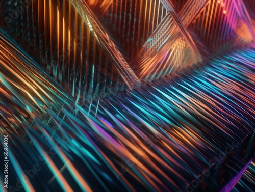 Neon lights diagonal lines on dark background