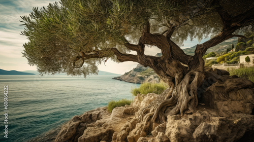 tree on the beach created with Generative AI technology