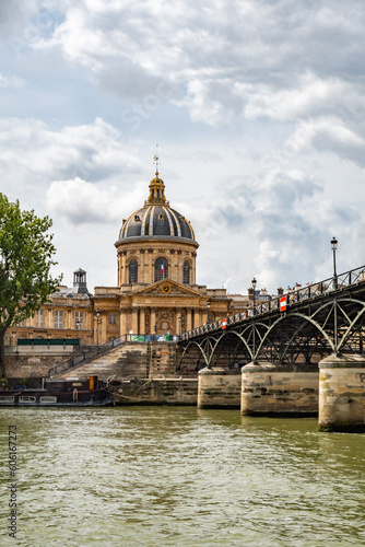 Mazarine Library from boat trip on the Seine, in Paris, France