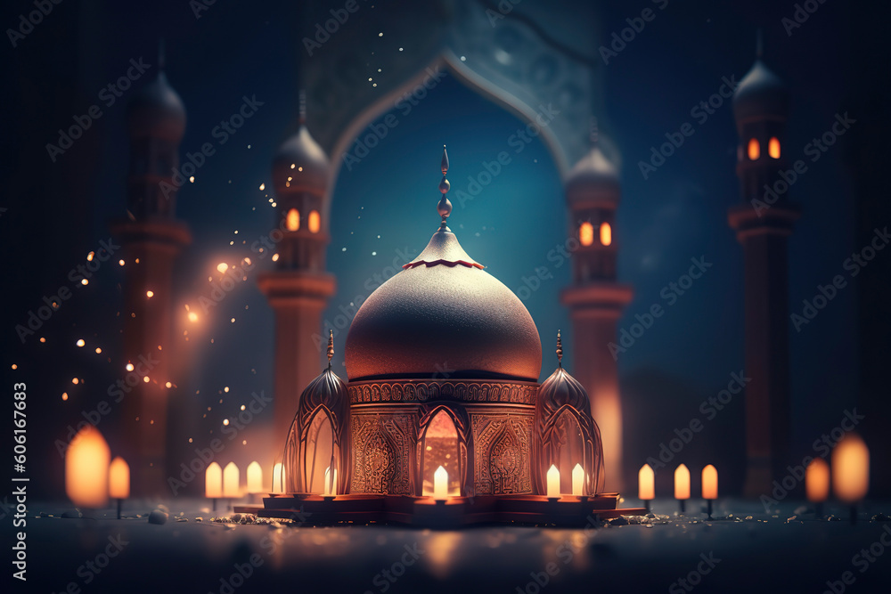 beautiful illustration of Eid Mubarak, eid, ramadan, islam. AI Generated