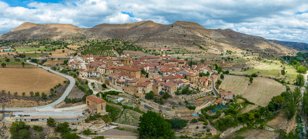 Mirambel in Teruel, panoramic aerial view