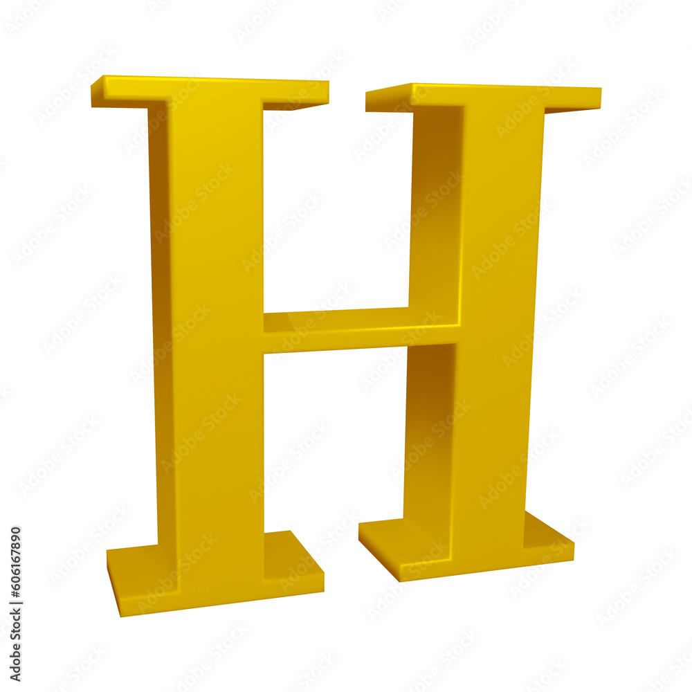 Golden alphabet letter h in 3d rendering for education concept Golden alphabet letter h in 3d rendering for education concept