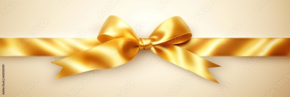 Shiny golden ribbon and bow . Generative AI Shiny golden ribbon and bow . Generative AI
