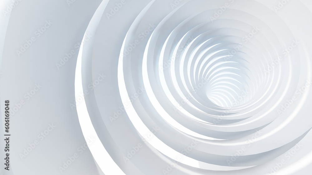 Obraz premium Abstract architecture background white round tunnel 3d render