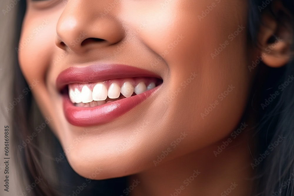 A close up of a Indian woman with a smile on her face created with Generative AI technology A close up of a Indian woman with a smile on her face created with Generative AI technology