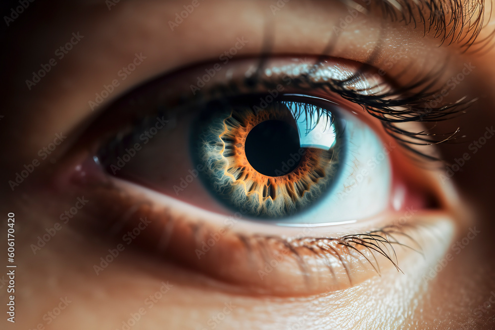 Infinite Depth: Close-Up Shot of an Eye with Intriguing Focus and Blur Elements. AI Generated Infinite Depth: Close-Up Shot of an Eye with Intriguing Focus and Blur Elements. AI Generated