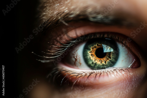 Infinite Depth: Close-Up Shot of an Eye with Intriguing Focus and Blur Elements. AI Generated