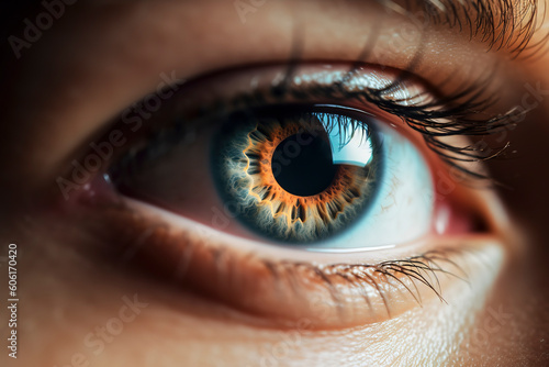 Infinite Depth: Close-Up Shot of an Eye with Intriguing Focus and Blur Elements. AI Generated