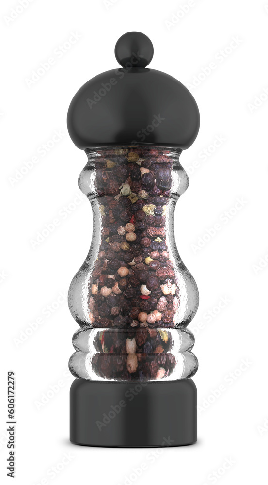 Glass Pepper Mill 3D-Illustration Glass Pepper Mill 3D-Illustration