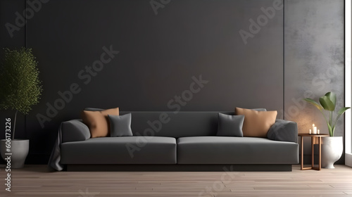 Minimalist Interior of modern interior desige 3D rendering, generative ai