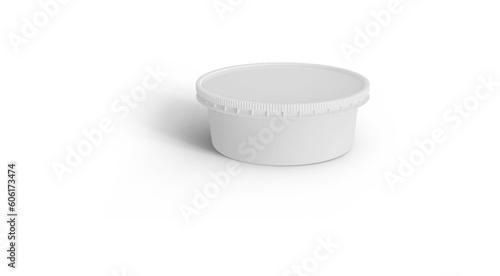 200ml White Round Plastic Food Containers 3D Rendering