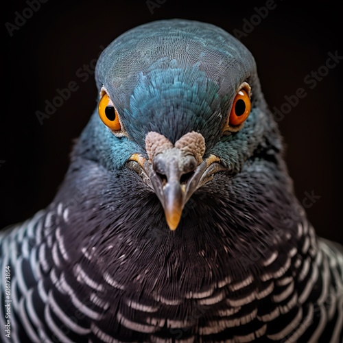 Close-up Portrait of an Elegant Homing Pigeon